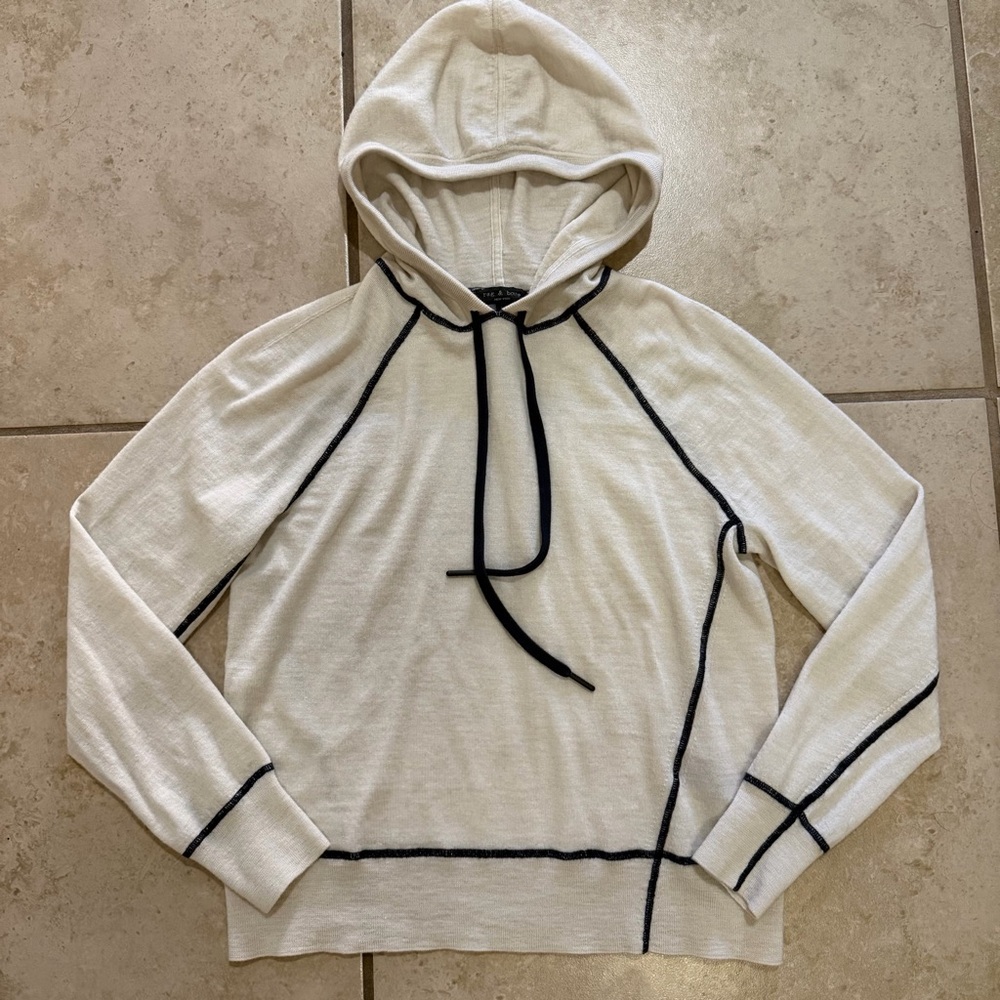 Rag & Bone Shannon Merino Wool Beige/cream Hoodie Size Medium